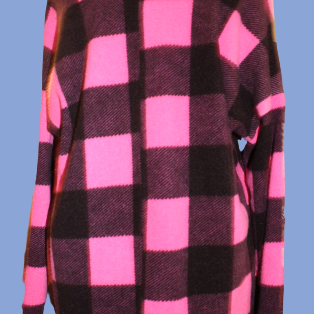 Honeyme Pink and Black Checkered Turtleneck Sweater